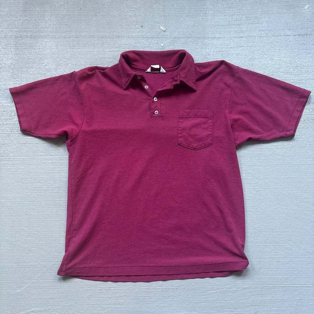 Vintage WearGuard Men's Short Sleeve Pique Polo Shirt with Pocket in Maroon